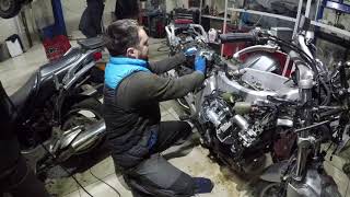 Ремонт Хонда ST1300 Pan European Пуск двигателя Repair Honda ST1300 Pan European [upl. by Ihcelek]