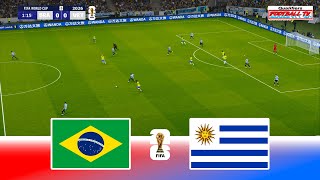 BRAZIL vs URUGUAY  FIFA World Cup Qualifiers 2026 USA  Full Match All Goals  PES Game Simulation [upl. by Ettelloc]