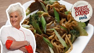 Anne Burrells Beef amp Broccoli StirFried Noodles  Worst Cooks in America  Food Network [upl. by Imoian]