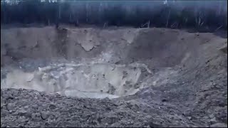 Massive Crater Caused by Russian Missile Intercepted Near Kyiv [upl. by Adla849]