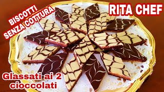 BISCOTTI GLASSATI AI 2 CIOCCOLATI⭐RITA CHEF  Semplici e veloci senza forno [upl. by Ycnej318]