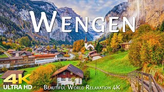 Wengen 4K Video Ultra HD  Beautiful Footage of autumn scenery in Switzerland  Relaxing Piano Music [upl. by Lias120]