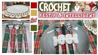 🎉 DECORATION POUR COUVERTS ET SERVIETTE 🤶 TUTO CROCHET FACILE amp RAPIDE MamieCrochet [upl. by Yknip]