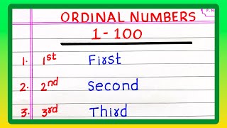 ORDINAL NUMBER 1 TO 100 IN ENGLISH [upl. by Nillad554]