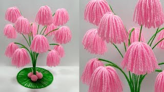 ऊन से गुलदस्ता बनाने का तरीकाDIY EASY WOOLEN FLOWERS GULDASTAWOOLEN FLOWER VASE CRAFT IDEA [upl. by Notsrik]