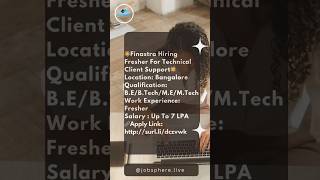 Finastra  TechnicalSupport  Freshers IT hiring job freshers trendingshorts youtubejobsphere [upl. by Fiona]