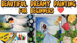 Beautiful Dreamy Painting  Horse amp Fairy Painting  Amazing Painting For Beginners [upl. by Jack]