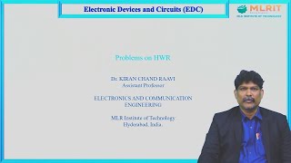 LEC10Electronic Devices and Circuits Problems on HWR By Dr Kiran Chand Raavi [upl. by Avram]