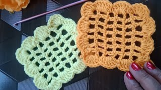 💯simple and unique  easy crochet coaster tutorialmeenucrochetcrafted [upl. by Anirahtak414]