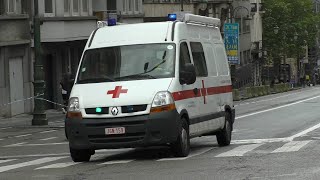 CATA and Red Cross Ambulance and Police responding Code 3 while 20 Km of Brussels Marathon [upl. by Erodaeht112]