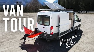 SOLO Female Vanlifer Builds DIY Ford Transit Camper With Hammock and Tilting Solar Panels [upl. by Ck]