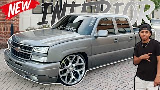 FULL INTERIOR SWAP On SLAMMED Crew Cab Silverado  Cloth to Leather [upl. by Yldarb]