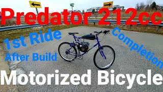 Predator 212cc Motorized Bicycle Build 1st Start Up And Ride [upl. by Sirahc]