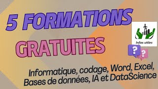 5 formations gratuites en informatique en ligne et présentiel merci de partager [upl. by Kerekes]