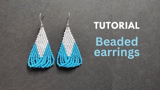 Diy how to make seed bead earrings with beaded pendants tutorial of double brick stitch earrings [upl. by Sheline993]