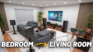 Modern Living Room Tech Setup Tour amp Transformation 2024 [upl. by Yesnik]