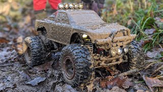 Tamiya Rock Socker CR01 First Run  mud trail pools dirt  no crawling this time [upl. by Eletnahs497]