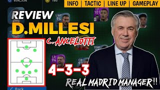 D MILLESI 433 MANAGER REVIEW  NEW REAL MADRID MANAGER  PES 2021 MOBILE [upl. by Eenrahc831]