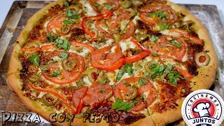 Receta de pizza vegetariana con pesto  Vegetarian Pizza with pesto [upl. by Githens352]