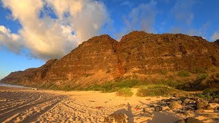 ポリハレ サンセット（ポリハレ州立公園）： Polihale Sanset Polihale State Park of Kauai Island ぶらり旅ハワイ [upl. by Nonnel]