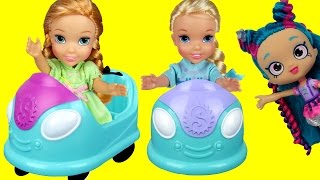 BUMPER Cars Elsa amp Anna toddlers in Shopkins World  Shopkins turn into Stones  Dream come true [upl. by Asyen]