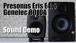 Genelec 8010A Genelec G One vs Presonus Eris E45  Sound Demo w Bass Test [upl. by Willis]