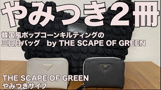 【雑誌付録】ムック本 韓国風ポップコーンキルティングの三日月バッグBOOK by THE SCAPE OF GREEN THE SCAPE OF GREEN やみつきサイフ GREIGE 開封レビュー [upl. by Nnyletak]