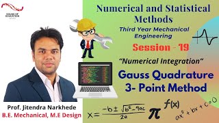 Numerical Integration  Gauss Quadrature 3Point Method  Unit 03 [upl. by Enyak648]