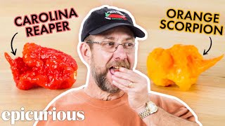 Pepper X Creator Ed Currie Tastes 10 Of The Hottest Peppers in the World  Epicurious [upl. by Trinity]