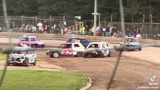 Arlington Raceway HIGHLIGHTS 2024 Banger racing junior Bangers Buster taken out [upl. by Nalra]