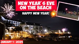 Gran Canaria🎉NEW YEARS EVE ON THE BEACH  FIREWORK  JANUARY 1  2024 [upl. by Earle]