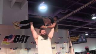 Robert Oberst lifts Gaby Bueno at 50th Olympia 2014  Strongman [upl. by Margetts]