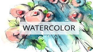 watercolor  doodling  testing 2 new brushes [upl. by Ayahc]