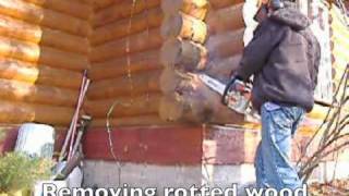 Log Home Repair  Replacing Rotten Logs [upl. by Jacinta363]