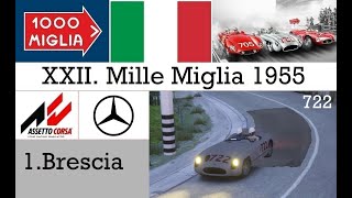 Mille Miglia 55  Stage 1Brescia f  MercedesBenz 300SLR  TvCam [upl. by Eisnyl357]