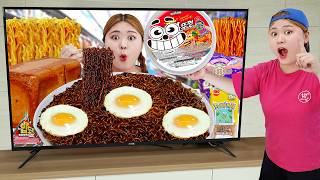 Mukbang Giant Fire Spicy Noodle Giant Food Eating Sound by HIU 하이유 [upl. by Thorr]