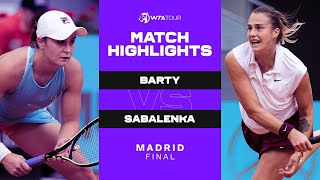 Ash Barty vs Aryna Sabalenka  2021 Madrid Final  WTA Match Highlights [upl. by Anwahsit]