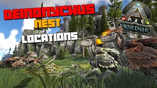 ARK Fjordur ALL Deinonychus NestsEgg Locations [upl. by Anavahs]