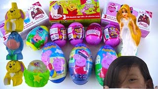 Surprise Eggs Peppa Pig Glitzi Globes Disney Princess Cinderella Rapunzel [upl. by Ellirpa]