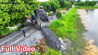 Full Video Processing Filling Up Foundation Road construction Skill Driver Bulldozer Push Stone [upl. by Schreibman]