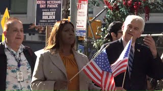 quotFat Ass Booquot—Vladimir Jaffe Boos Letitia James at the Veterans Day Parade in New York City [upl. by Aimil]