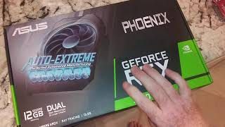 Unboxing Asus Phoenix RTX 3060 single fan LHR graphics card GPU 12GB [upl. by Thetes885]