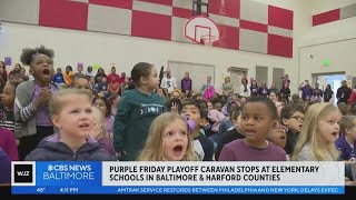 Ravens Purple Friday Playoff Caravan to surprise students in Baltimore County Harford County [upl. by Aerdnaed222]