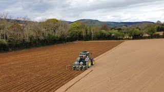 JOHN DEERE 6320 SOWING FODDER BEET WITH A 4 ROW ARMER SALMON BEET DRILL April 2024 [upl. by Arykat]