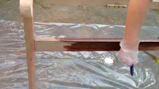 Oiling a bench with Osmo Teak Oil 007 [upl. by Enelam804]