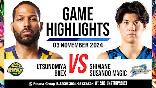 Utsunomiya Brex vs Shimane Susanoo Magic  Game Highlights [upl. by Audrye]