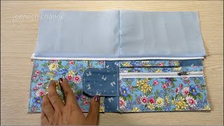 How to make a beautiful wallet with 3 pockets  Diy easy sewing bag at home [upl. by Haneeja834]