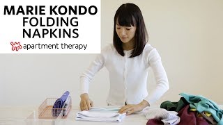 Marie Kondo Folding Napkins  Apartment Therapy [upl. by Ahsikahs599]