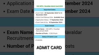 SSC MTS ADMIT CARD 2024 ssc sscmts [upl. by Sontich593]