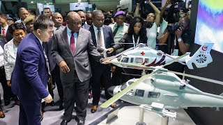 South Africas president tours the African Aerospace and Defence expo [upl. by Leiba469]